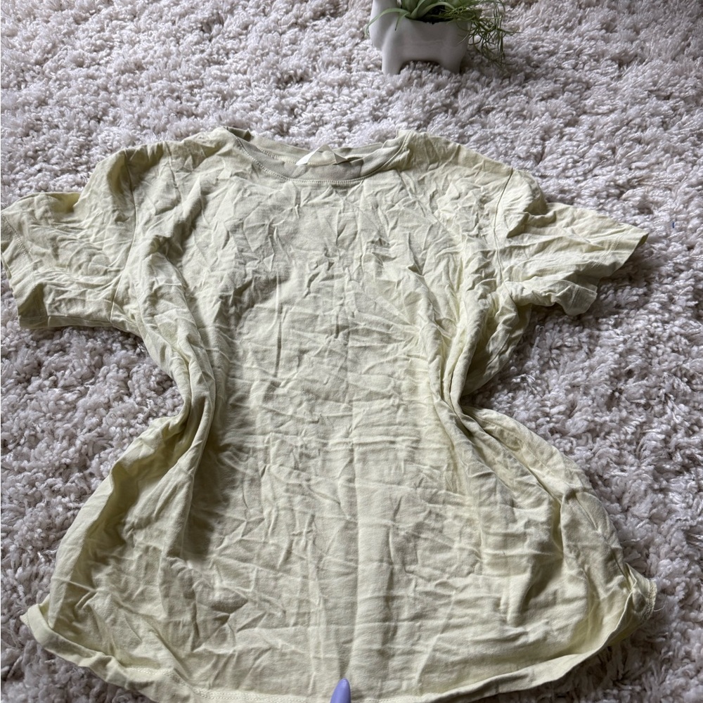 H&M yellow casual Ruffled Short Sleeve T-Shirt belly shirt